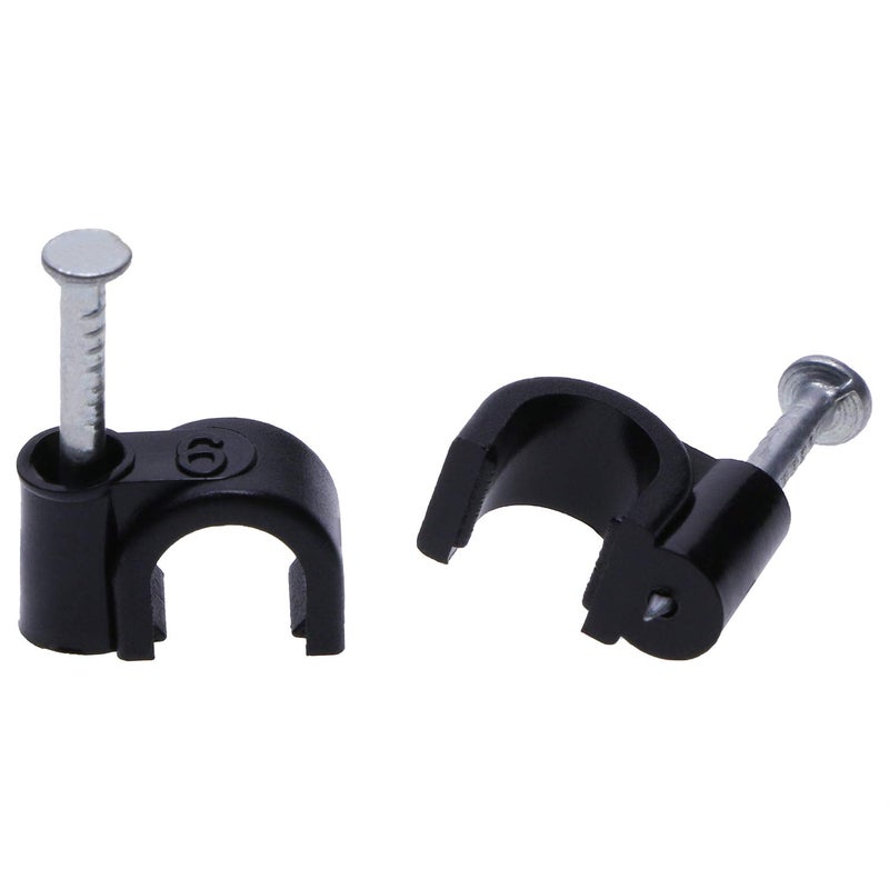 Mini Skater 6mm Nylon Steel Nail in Circle Ethernet Cable Clips Round Electrical Cord Holder Wire Management,Pack of 100 (Black) - Image 1